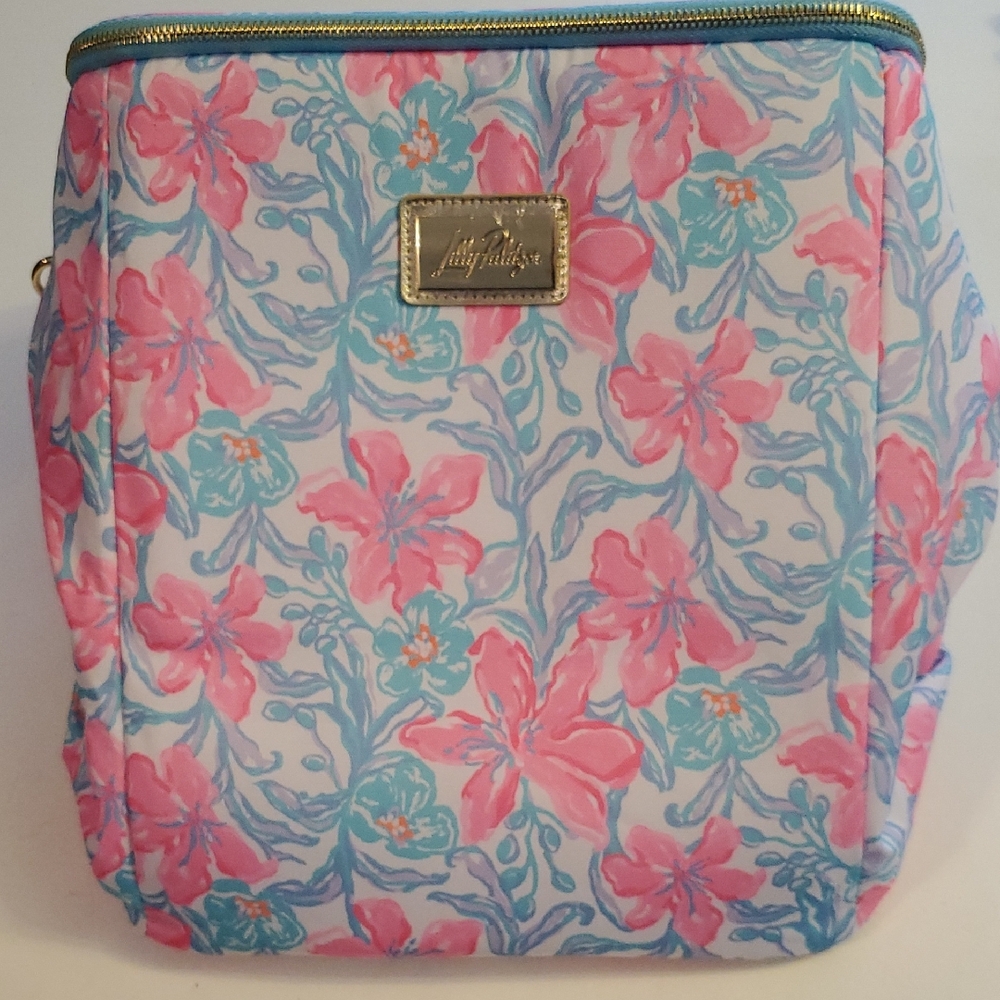 Lilly Pulitzer Floral Wine Cooler Insulated Bag in Pink and Blue